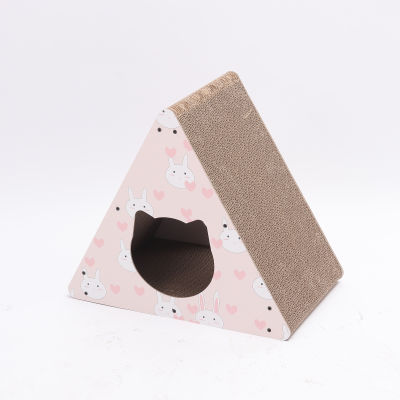 New Design Multifunctional Triangle Cat Scratch Board With Reusable Mat Cat House Cat Scratcher Lounge