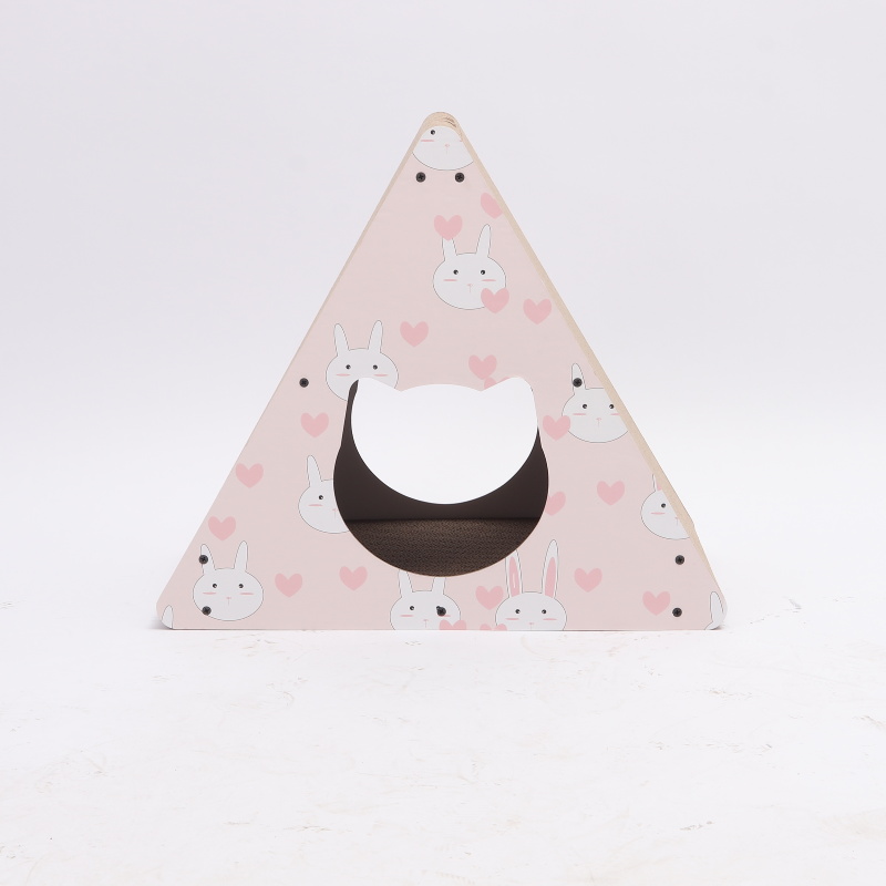 New Design Multifunctional Triangle Cat Scratch Board With Reusable Mat Cat House Cat Scratcher Lounge