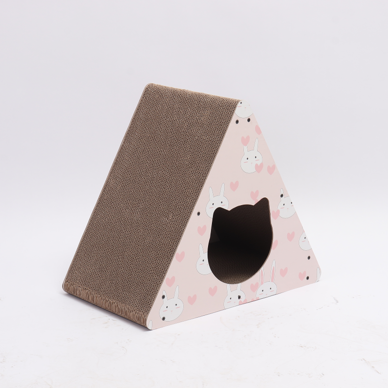 New Design Multifunctional Triangle Cat Scratch Board With Reusable Mat Cat House Cat Scratcher Lounge