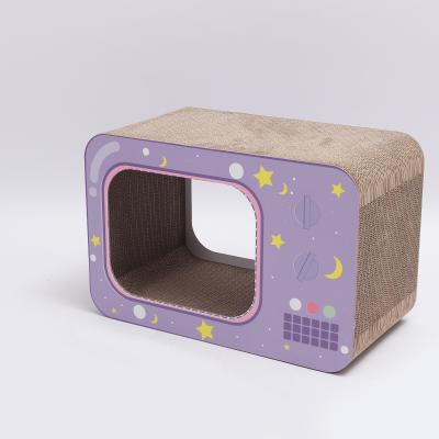 TV Design Durable Cat Scratcher House Cardboard Corrugated Cat Scratching Board